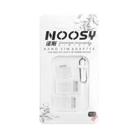 (NOOSY 3in1) Fehér Adapterek Nano SIM/Micro, Micro Sim és Nano/Sim