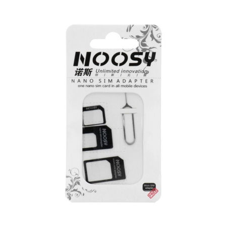 (NOOSY 3in1) Fekete Adapterek Nano SIM/Micro, Micro Sim és Nano/Sim