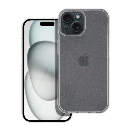 iPhone 15 Átlátszó-Csillogós Tok