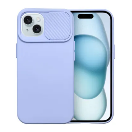 iPhone 15 Levendula Kameravédős Szilikon Tok