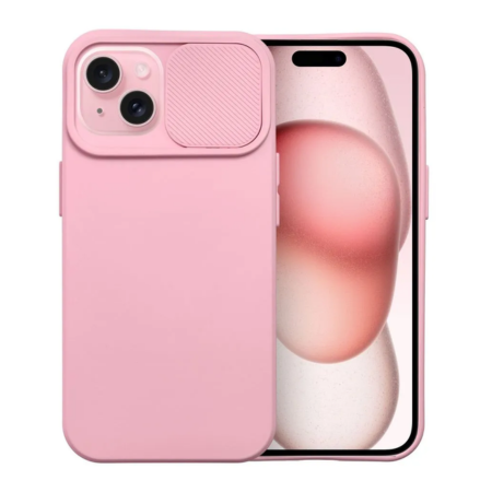 iPhone 15 Pink Kameravédős Szilikon Tok